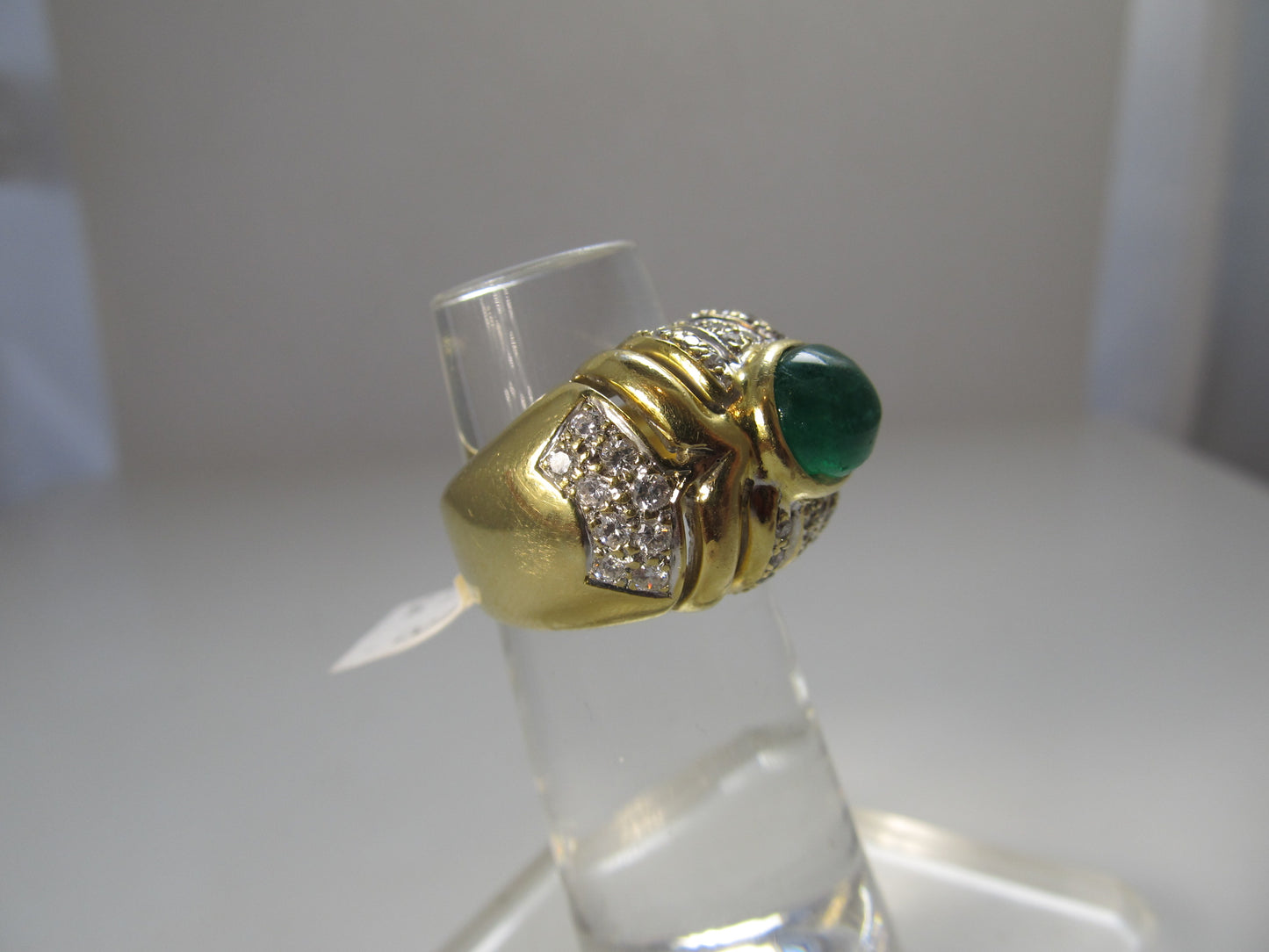 2ct emerald and diamond dome ring