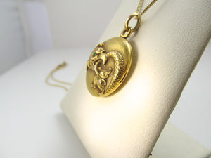 Art Nouveau 14k emerald eye griffin locket