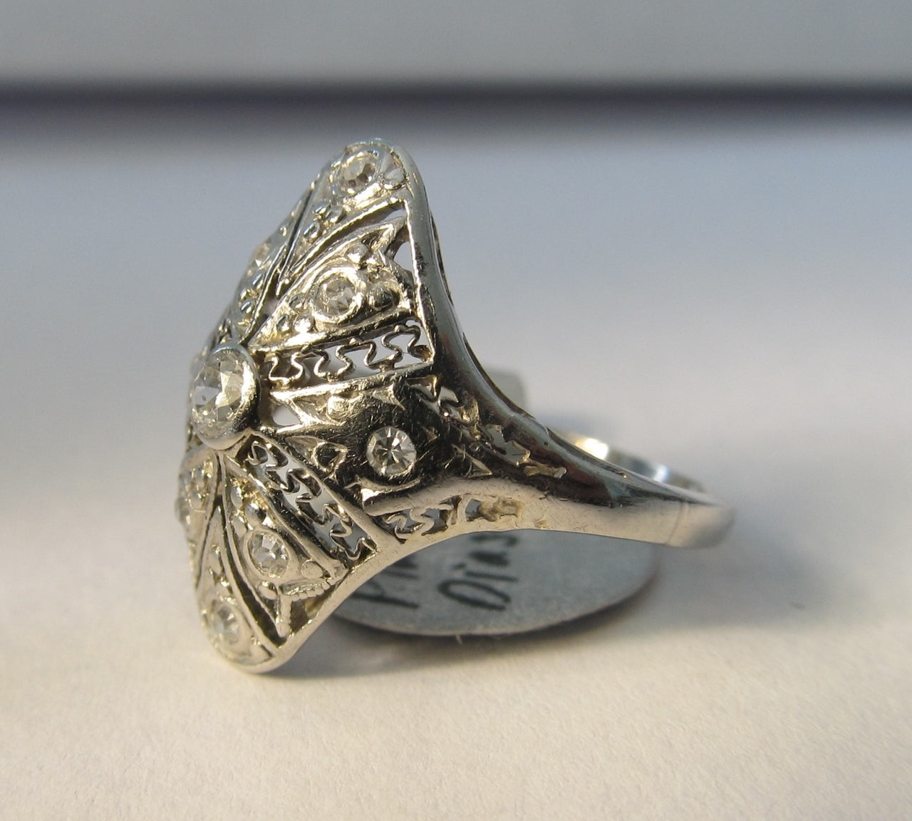 Art deco pinky ring top
