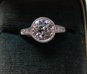 Platinum Ring With A 1.40ct Center Oec Diamond, Si1 G-h. Circa 1920.