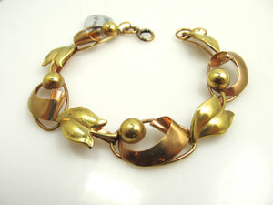 Vintage 10k Rose And Yellow Gold Link Bracelet, Circa 1940.