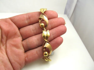 Vintage 10k Rose And Yellow Gold Link Bracelet, Circa 1940.