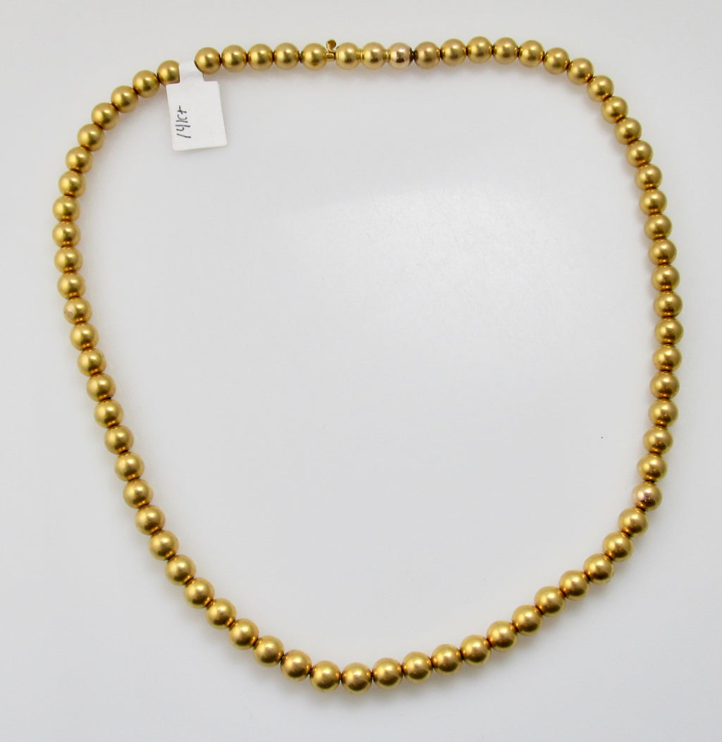14k yellow gold bead necklace