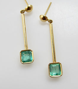 1ct natural emerald drop earrings