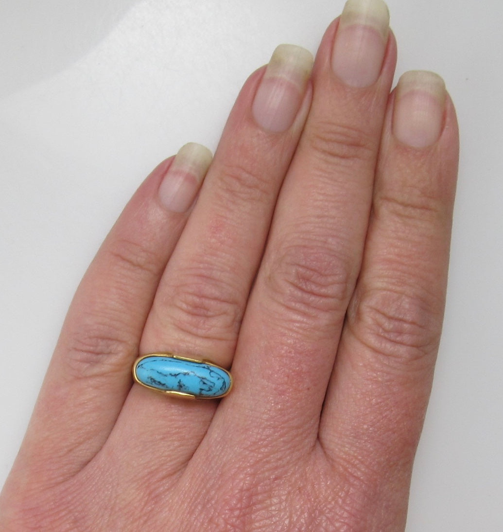 Handmade turquoise 14k ring