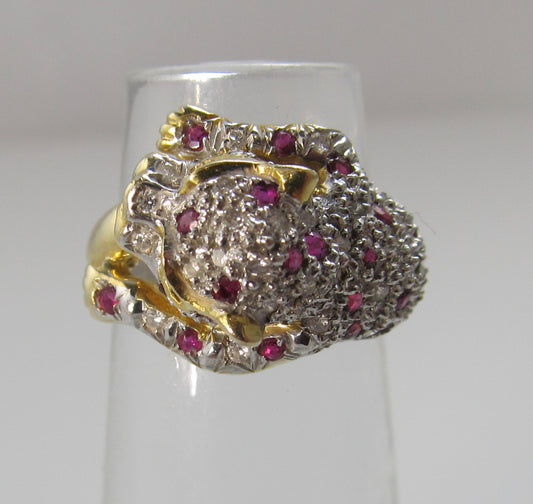 Ruby and diamond panther ring