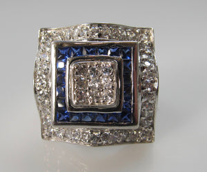 Deco style sapphire and diamond ring