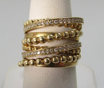 Wide yellow gold diamond multi band ring