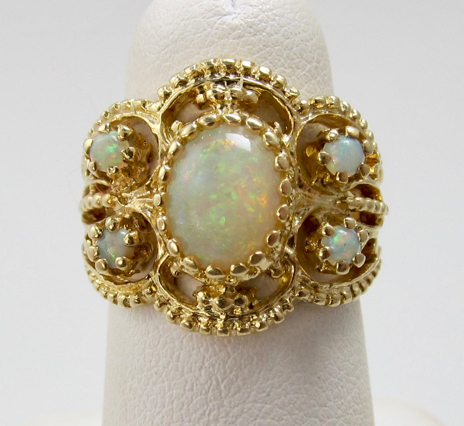 Vintage wide opal band ring