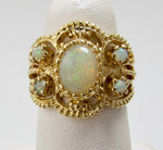 Vintage wide opal band ring