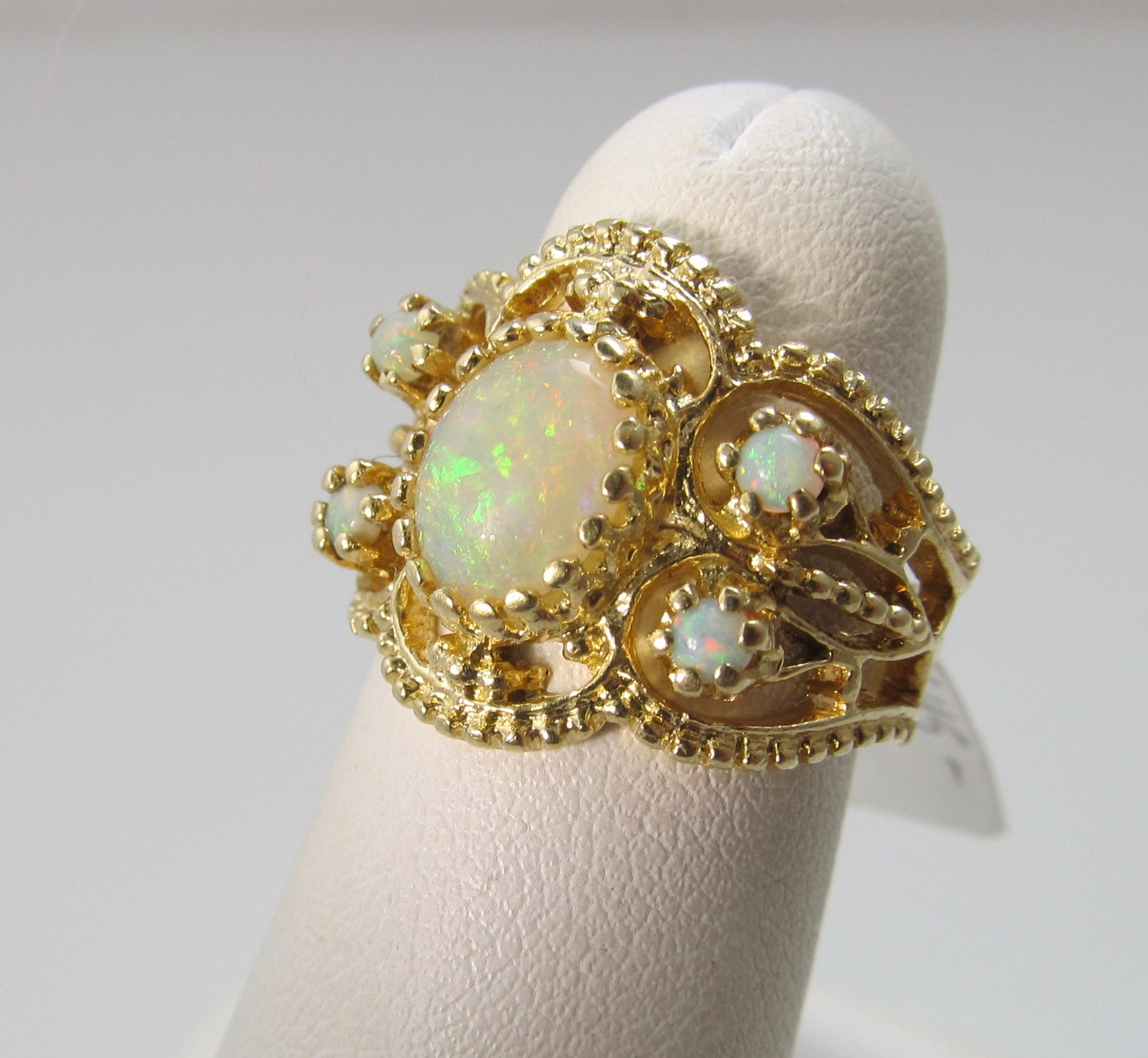 Vintage wide opal band ring
