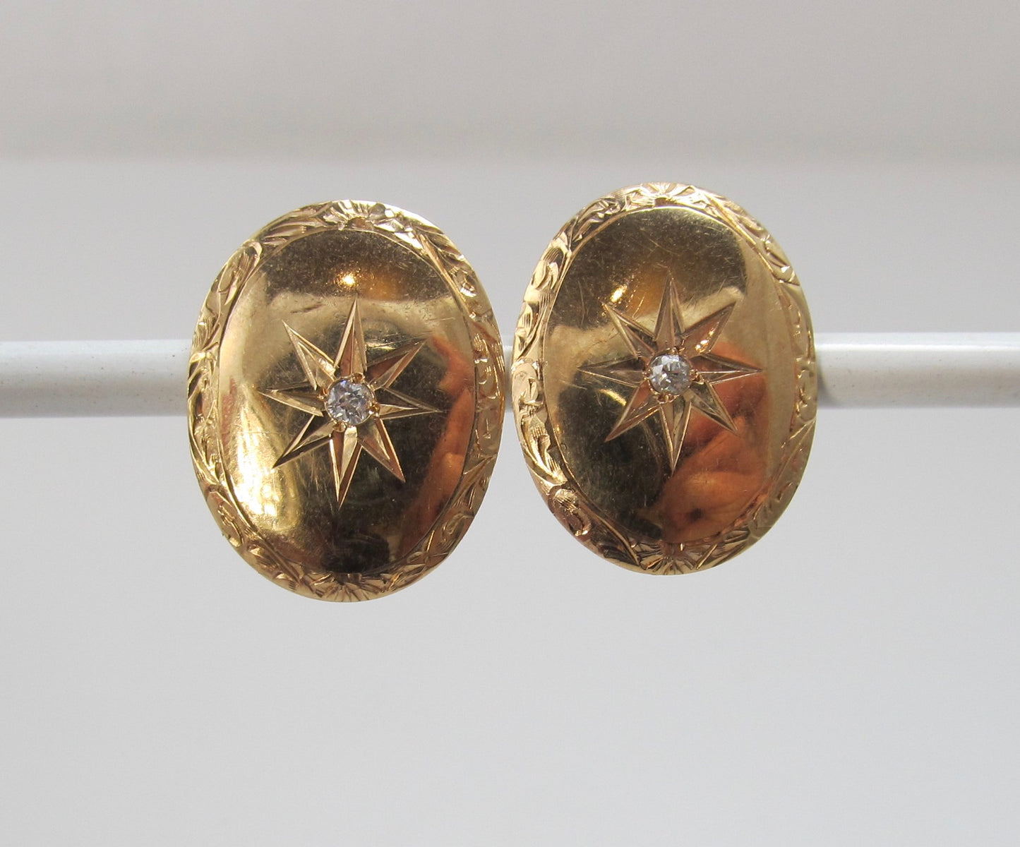 Antique rose gold diamond earrings