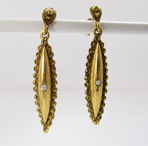 Vintage yellow gold drop earrings