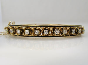 Vintage enamel diamond bangle bracelet