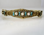 Vintage turquoise pearl bangle bracelet