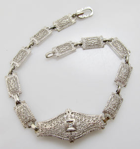 Vintage white gold filigree bracelet