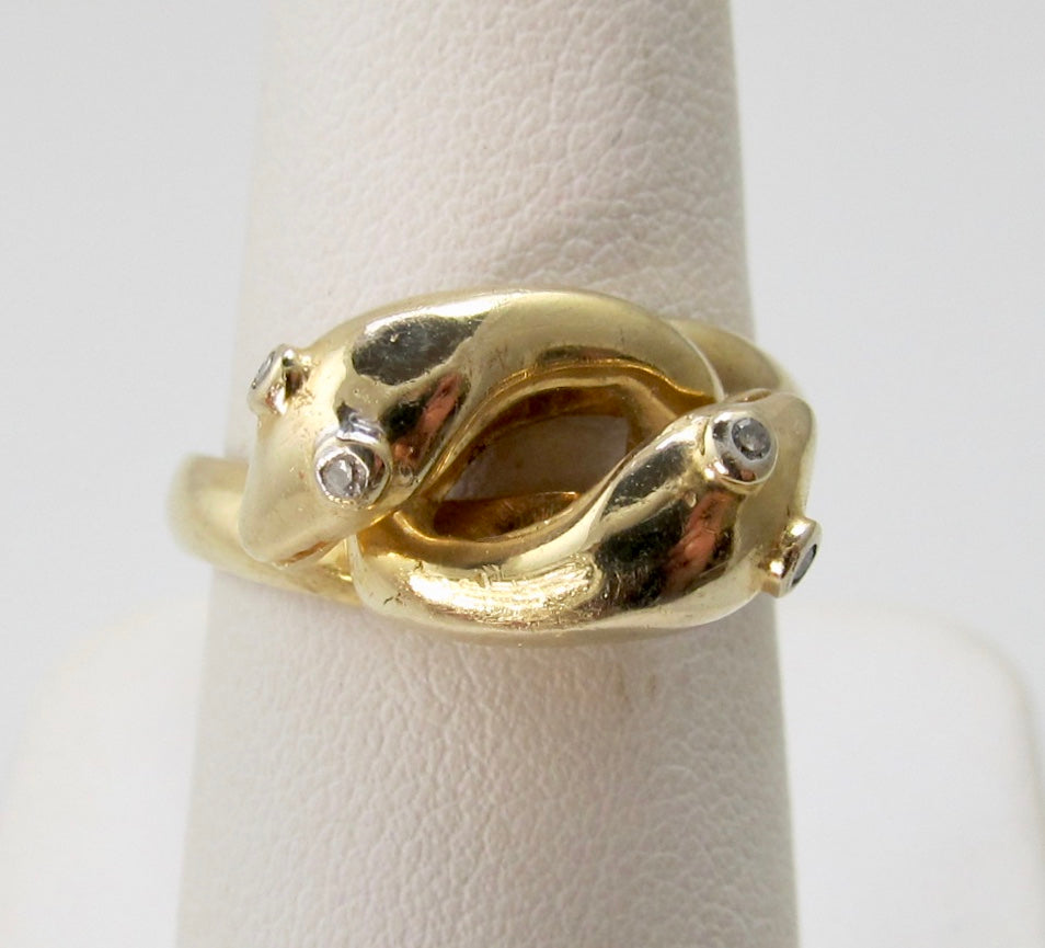 Vintage double head snake ring