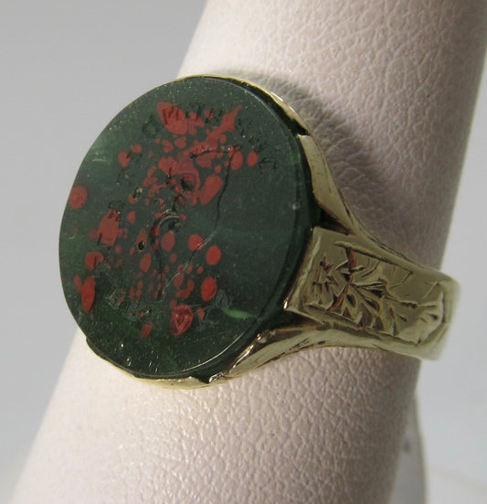 Vintage bloodstone intaglio ring