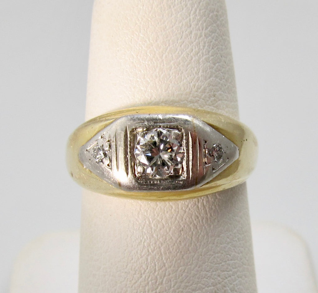 Vintage yellow gold flush set diamond ring