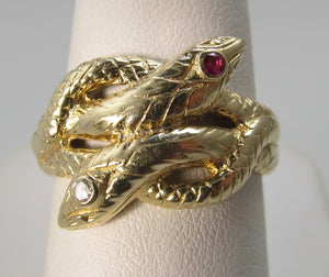 Vintage double snake ring