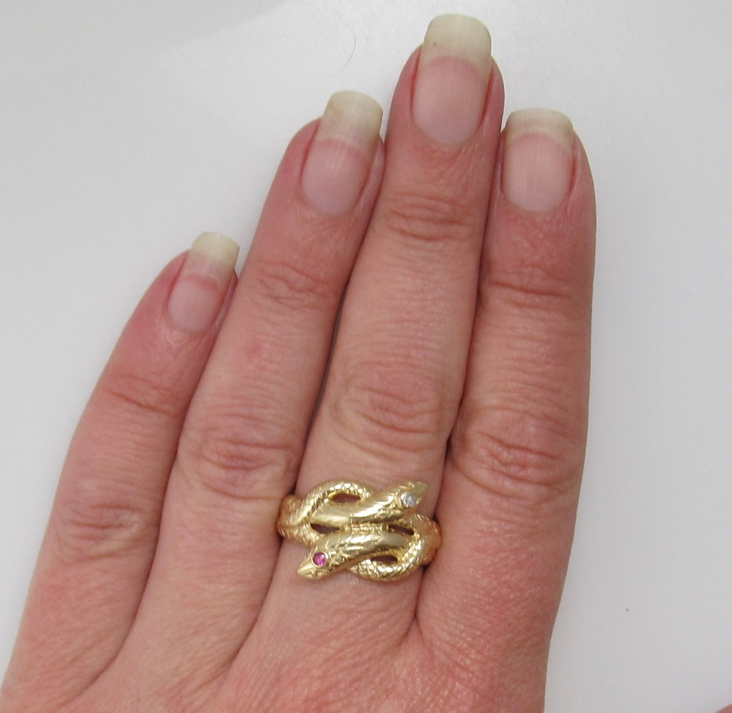 Vintage double snake ring
