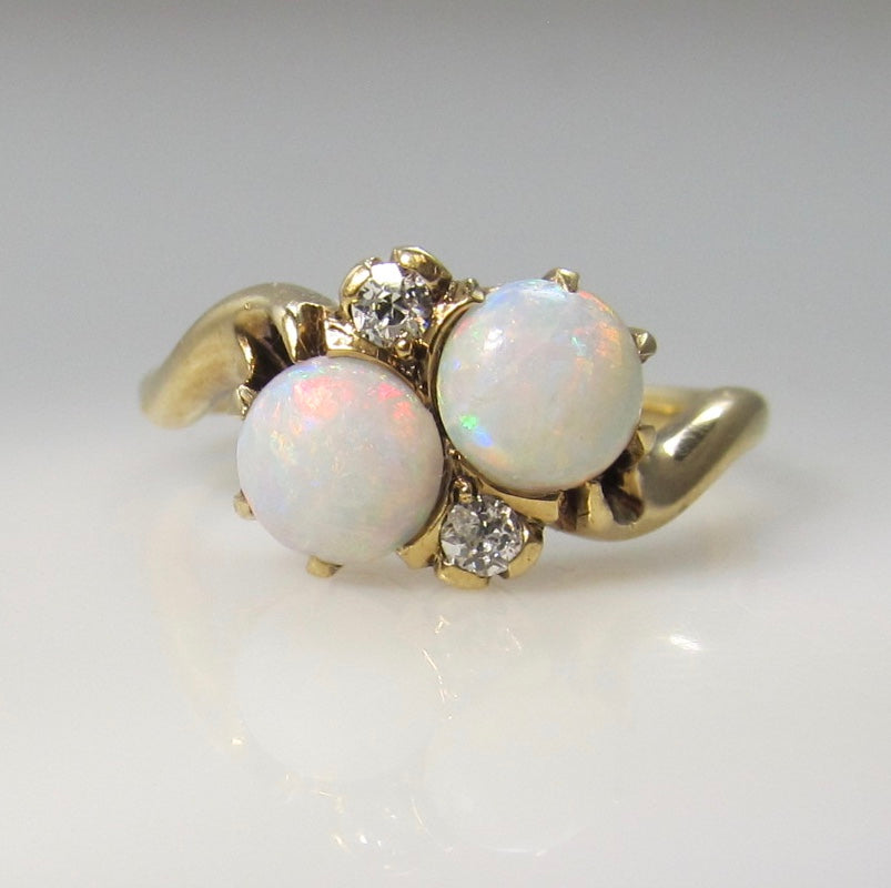 Antique opal and diamond ring