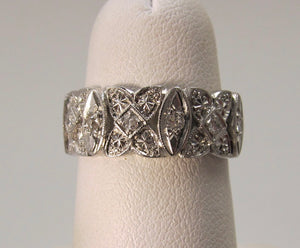 Vintage platinum filigree eternity band