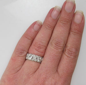 Vintage platinum filigree eternity band