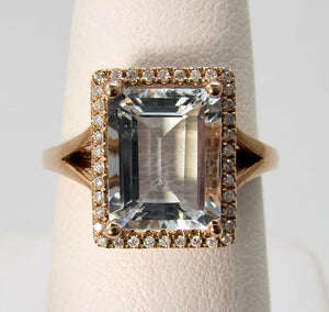 3ct rose gold aquamarine diamond ring