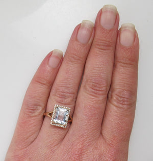 3ct rose gold aquamarine diamond ring
