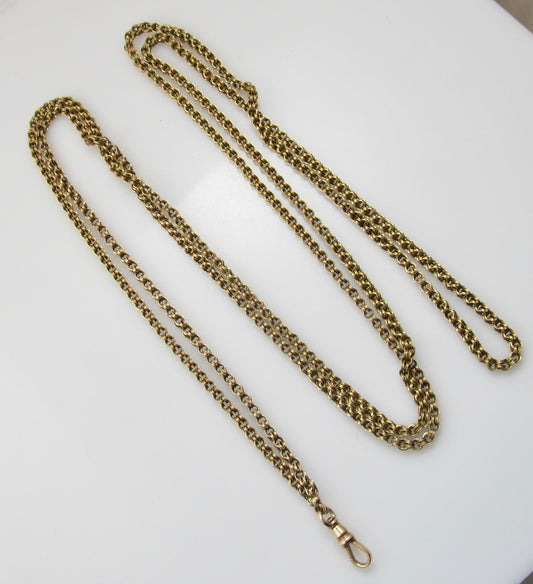Long Victorian yellow gold chain