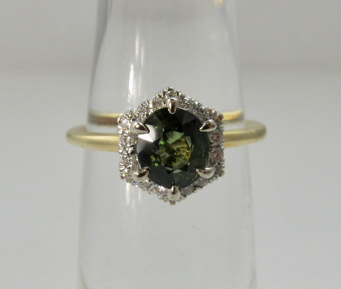 Gabriel & Co green blue sapphire ring