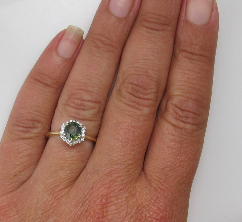Gabriel & Co green blue sapphire ring