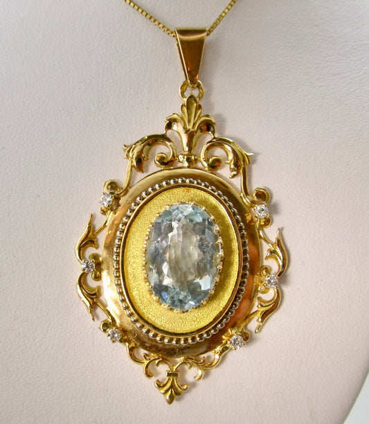 5 75ct aquamarine diamond necklace