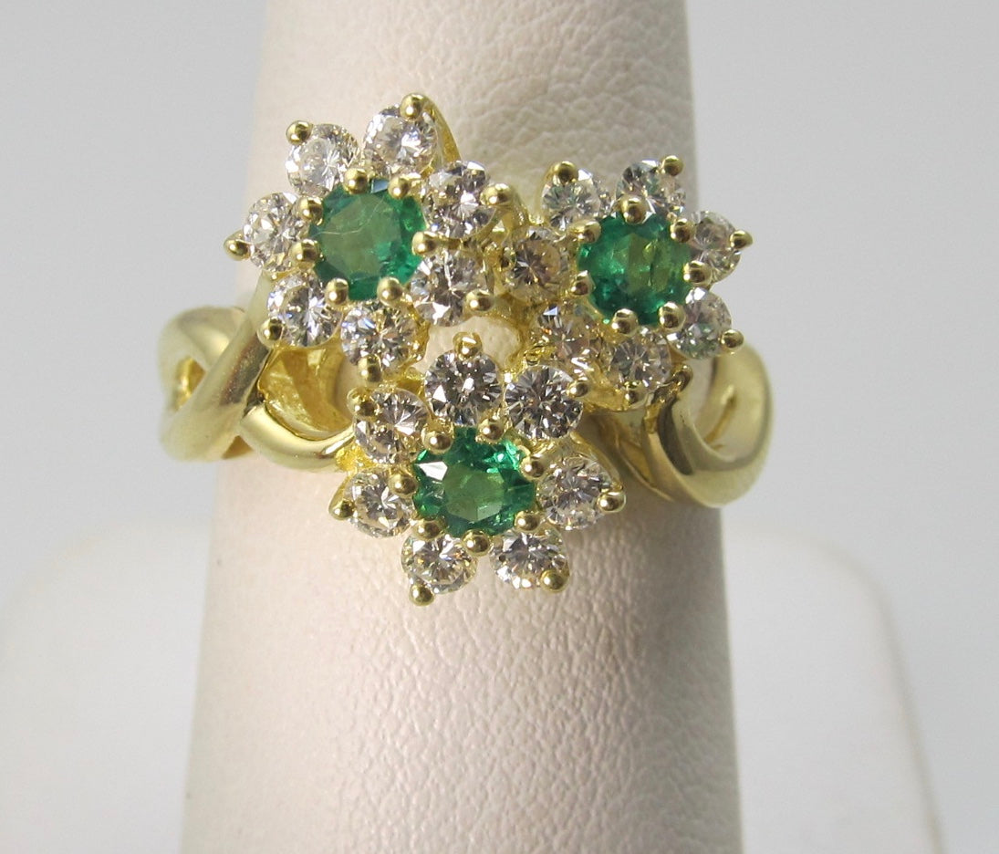 Emerald and diamond cocktail ring