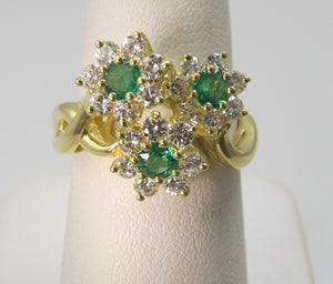 Emerald and diamond cocktail ring