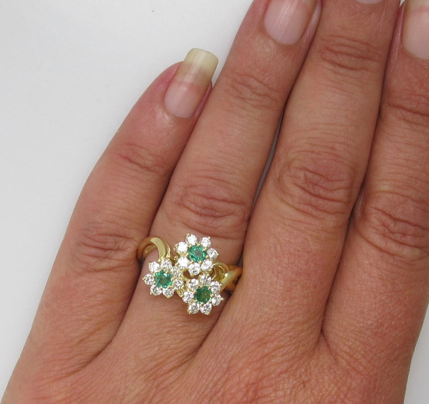 Emerald and diamond cocktail ring