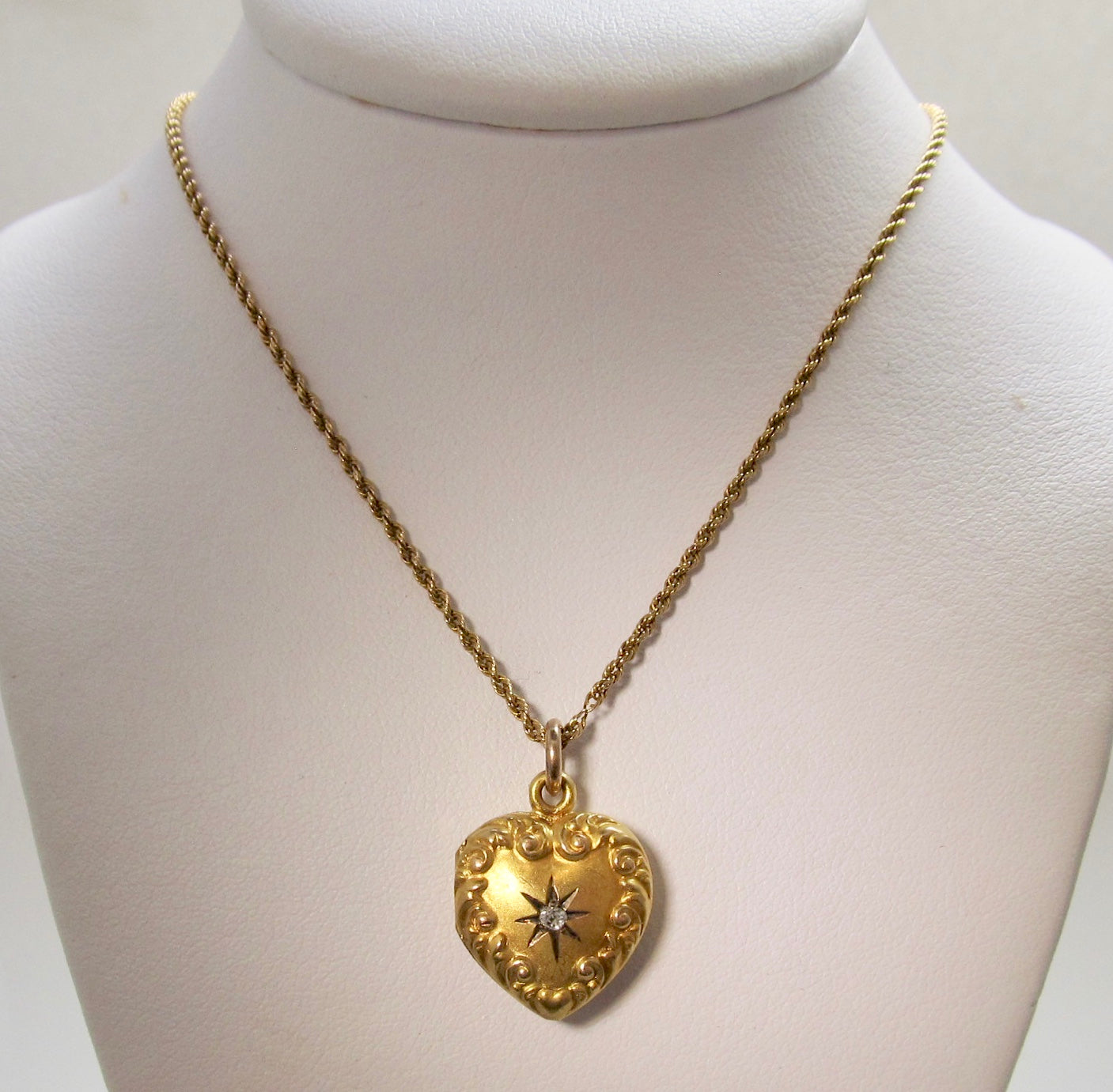 Antique heart shaped diamond locket