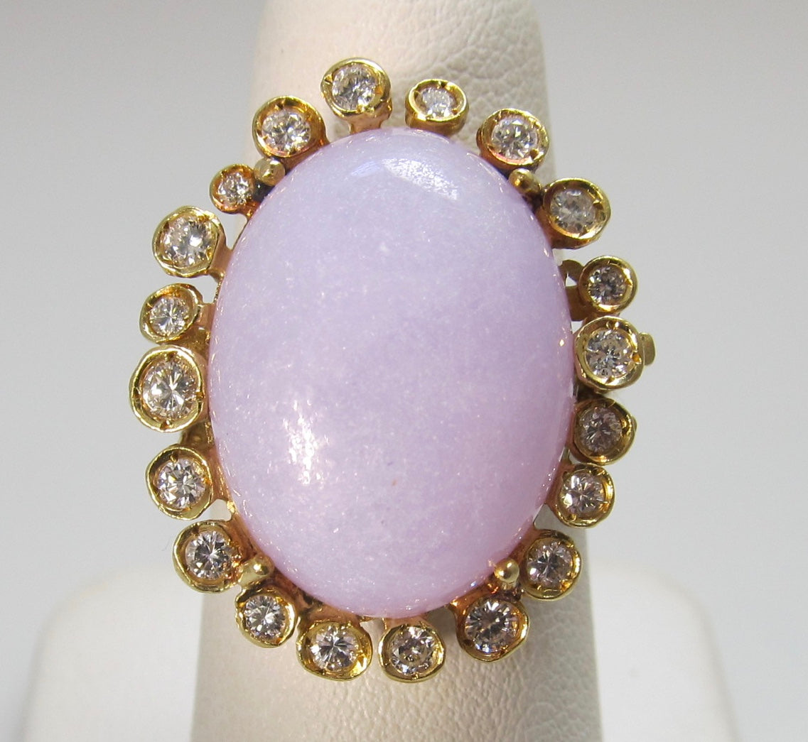 Lavender jade and diamond ring