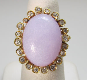 Lavender jade and diamond ring