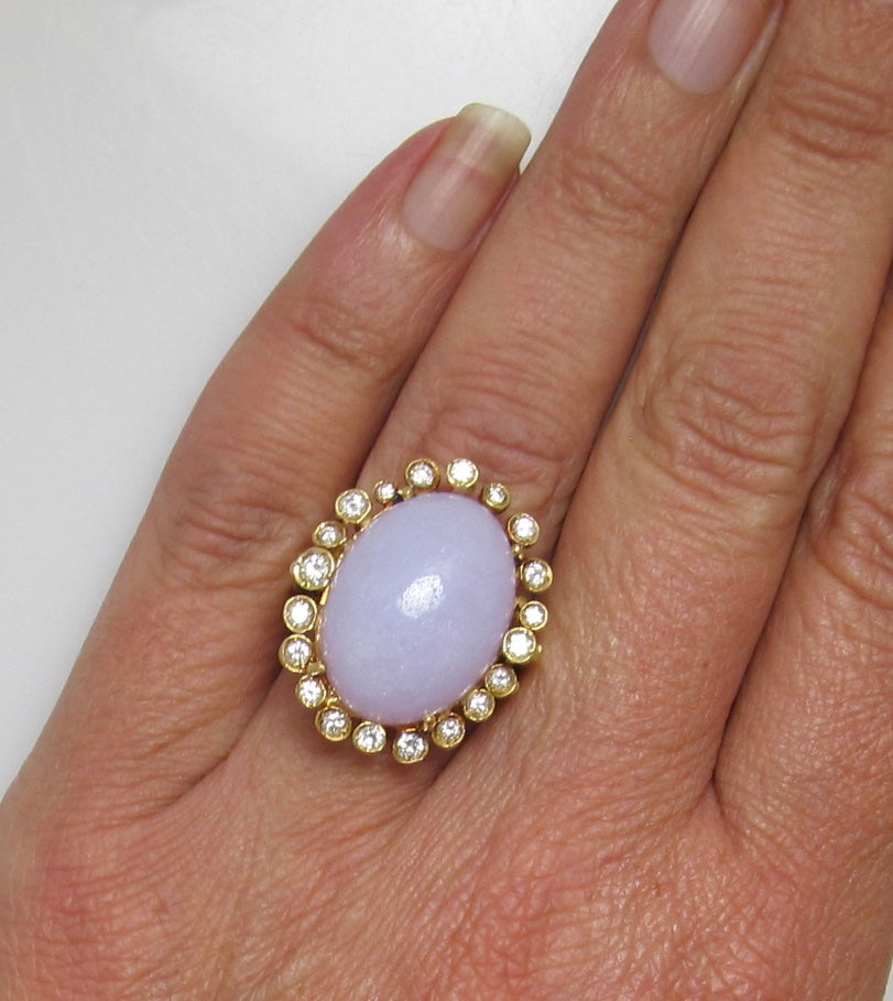 Lavender jade and diamond ring