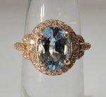 14k rose gold aquamarine diamond ring