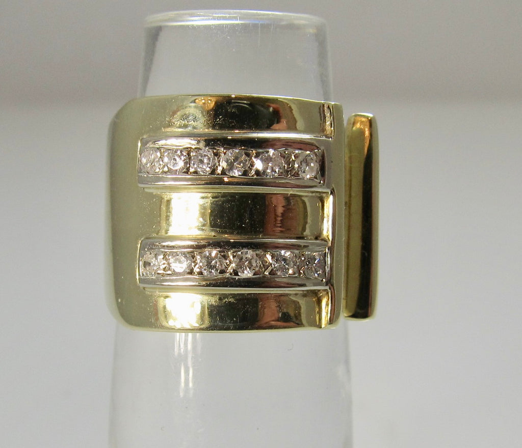 Wide gold diamond band