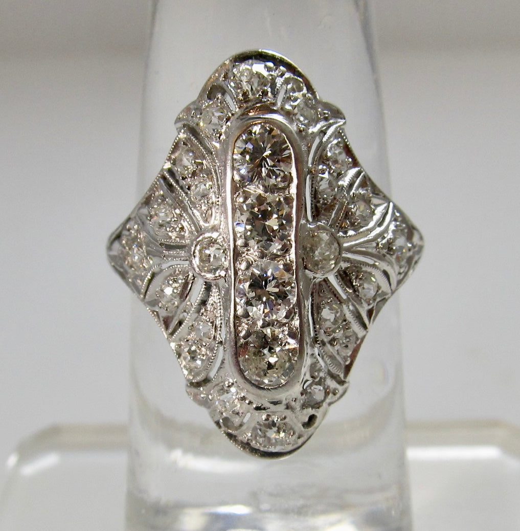 Antique platinum cocktail ring