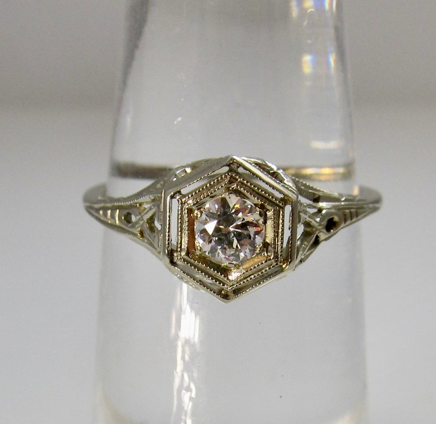 Antique diamond filigree ring
