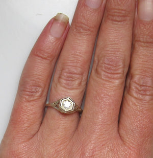 Antique diamond filigree ring