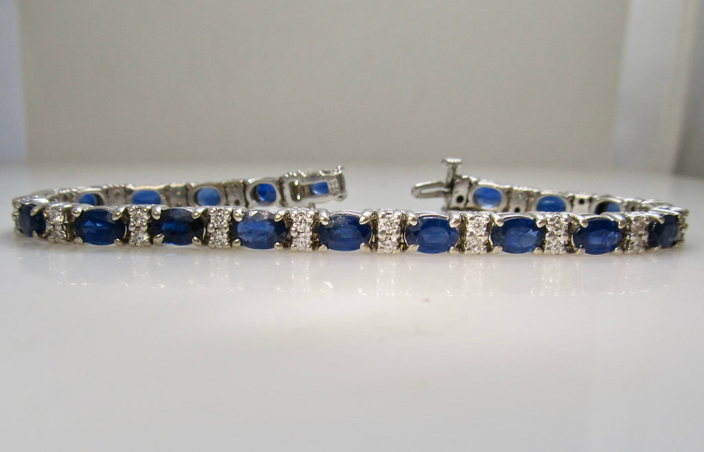 Sapphire and diamond tennis bracelet