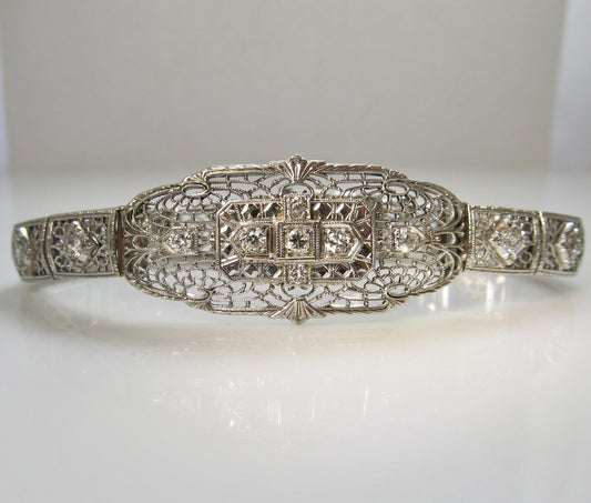 Antique filigree diamond bracelet