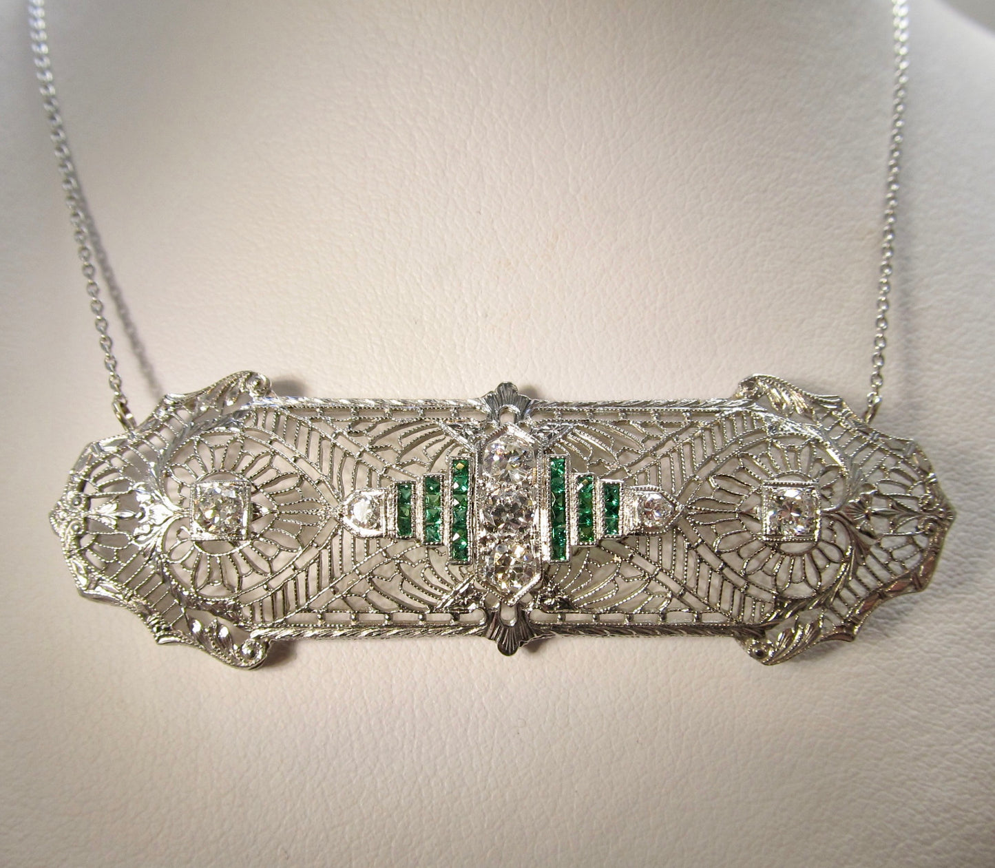 Antique emerald and diamond necklace