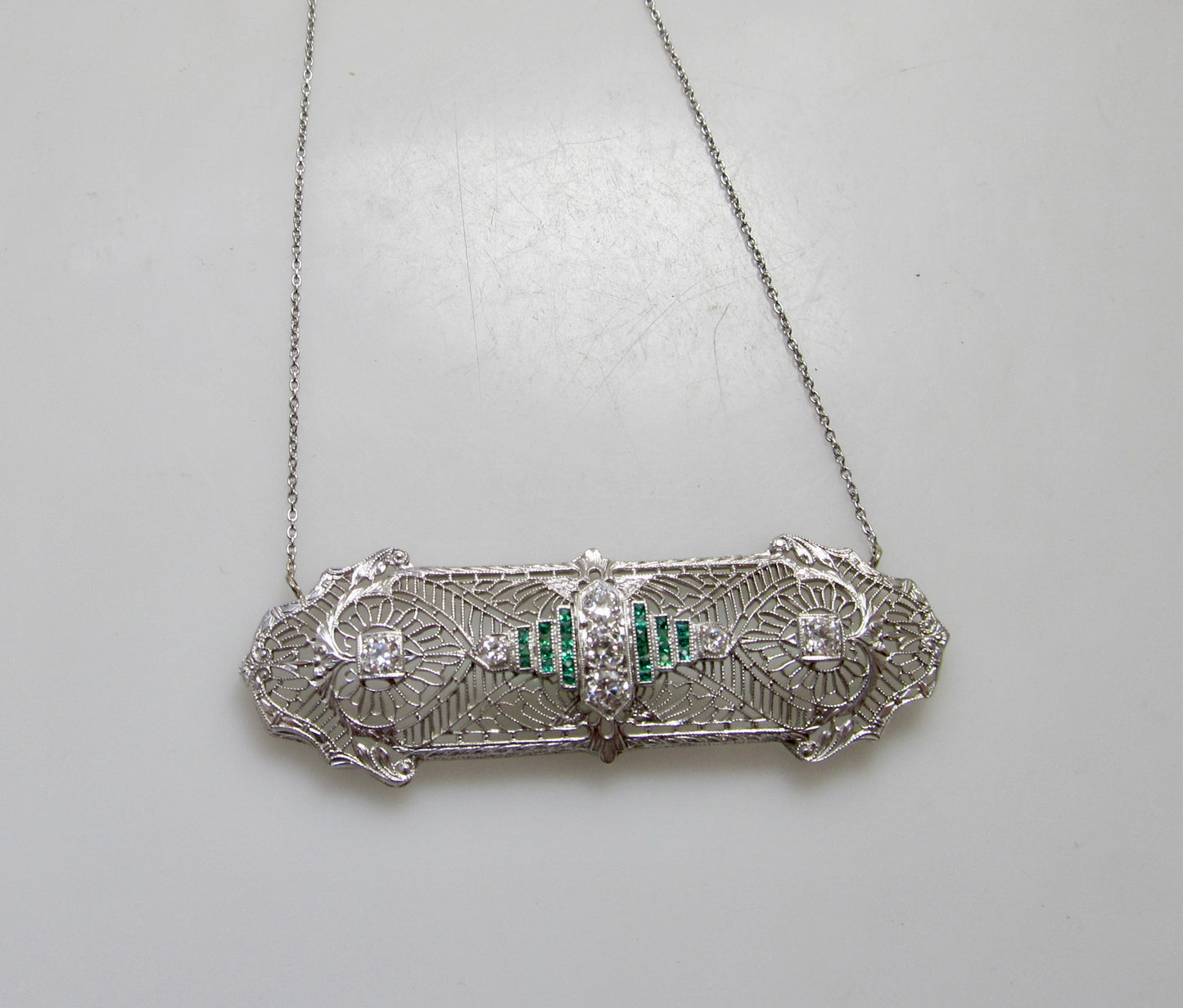 Antique emerald and diamond necklace